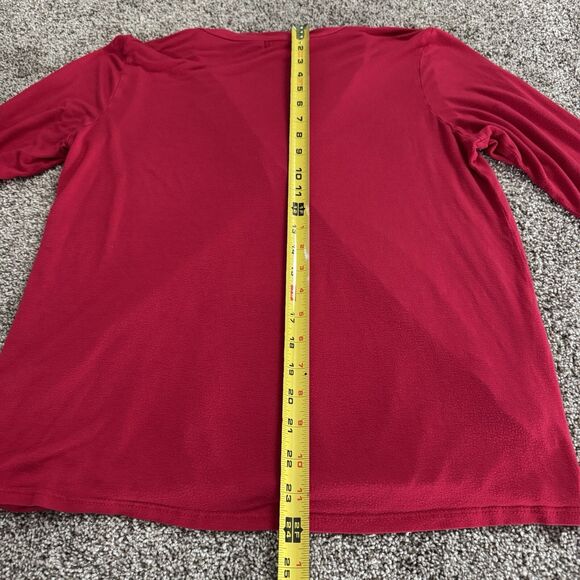 Charming Charlie Red Wrap Blouse 3/4 Sleeve Elastic Waist Top Shirt Size Large - Picture 8 of 11